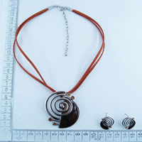 Alloy necklace with suede cords