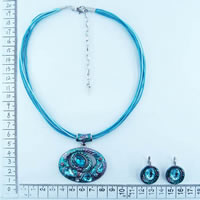 Alloy necklace with waxed cords