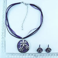 Purple necklace and earrings
