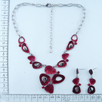 Alloy necklace with red enamel