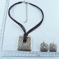 Alloy necklace with waxed cord 6119