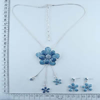 Alloy flower necklaces in blue 89203