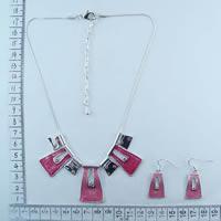 Alloy necklaces and earrings in pink 89188